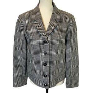 Requirements‎ Petite Women's Plaid Blazer Jacket Size 10 Black and White Classic